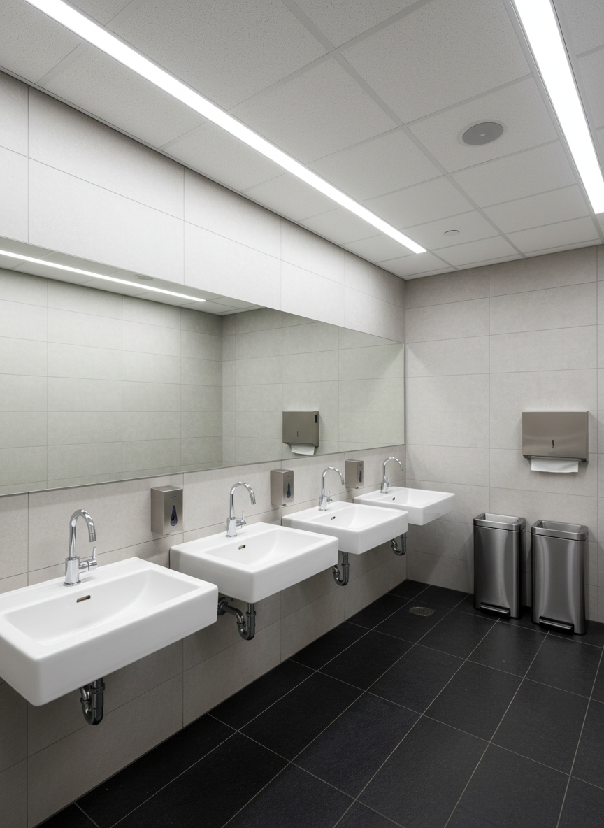 Commercial restroom cleaned